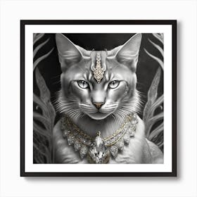 Firefly A Beautiful, Cool, Handsome Silver And Cream Majestic Masculine Main Cat Blended With A Japa (8) Art Print
