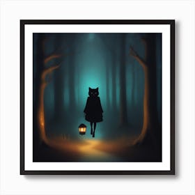 Cat In The Forest Art Print