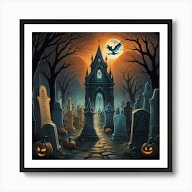 Haunted Cemetery Art Print