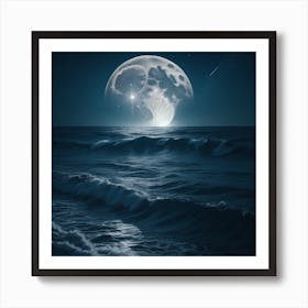 Full Moon Over The Ocean Art Print