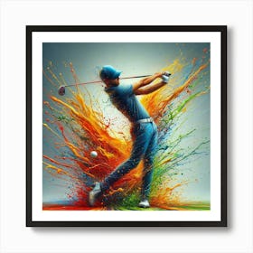 Golfer Splashing Paint 1 Art Print