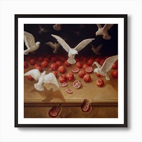 Doves And Pomegranates Art Print