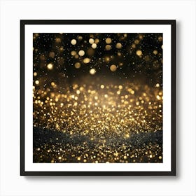 Gold Glitter Bokeh Background 1 Art Print