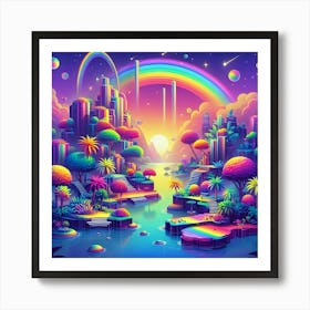 Rainbow City Art Print