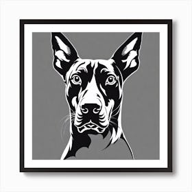 Doberman Pinscher,Black and white illustration, Dog drawing, Dog art, Animal illustration, Pet portrait, Realistic dog art Art Print
