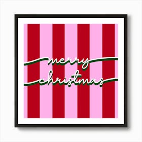 Merry Christmas Holiday Candy Stripes Art Print