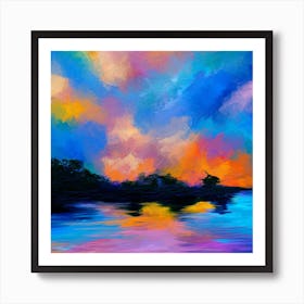 Blue Lake View Square Art Print