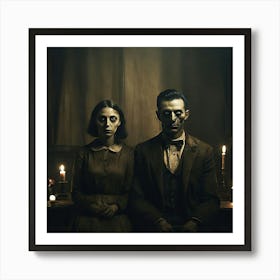 Creepy Couple Portrait Art Print