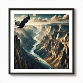 Eagle Flying Over River Art Print