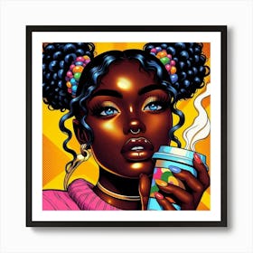 Pop Girl Drinking Coffee Art Print