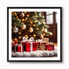 Christmas Gifts Under The Tree Art Print