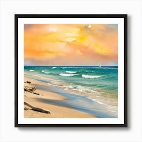 Sunset On The Beach Art Print