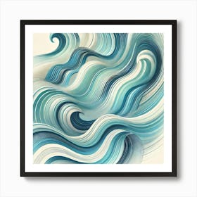 Abstract Ocean Waves Printed Art A Calming And Fluid Depiction Of Ocean Waves In Motion, Perfect For Bringing The Serenity Of The Sea Into Any Space Printed Art Art Print