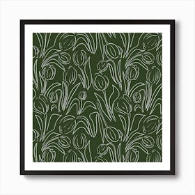 Tulips Trace Green Art Print