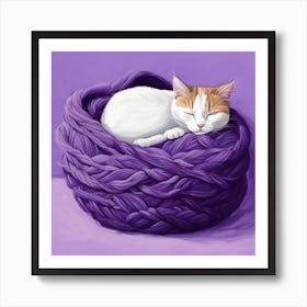 Cat In A Yarn Basket Art Print