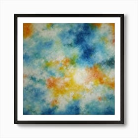 Blue And Orange Tie Dye Painting Art Print