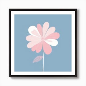 A White And Pink Flower In Minimalist Style Square Composition 467 Art Print