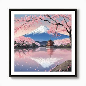 Cherry Blossoms In Fuji 3 Art Print