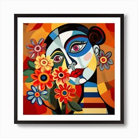 Woman With Flowers 4 Art Print