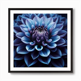 Blue Dahlia Flower Art Print