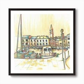 Adriatic Marina Square Art Print