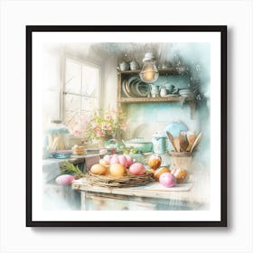 Easter Eggs In The Kitchen Art Print