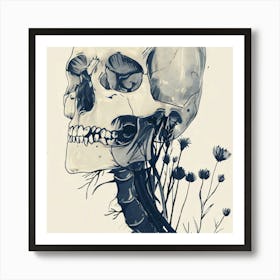 Skull With Flowers Art Print