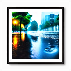 Rain On The Street Art Print