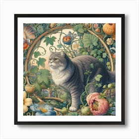 Cat In The Garden 3 Art Print