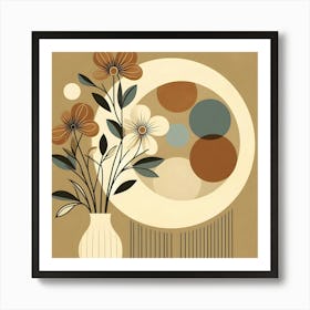 Abstract Flowers In A Vase In Boho Art 3 Art Print