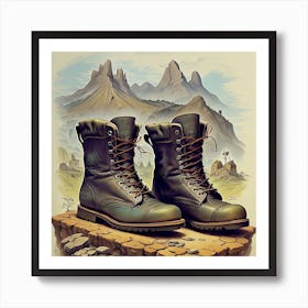 Boots In The Mountains Art Print