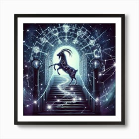 Goat In The Night Sky 8 Art Print