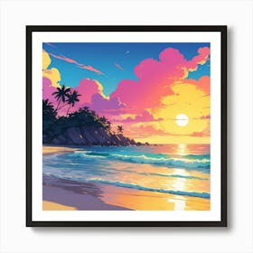 Sunset On The Beach Art Print