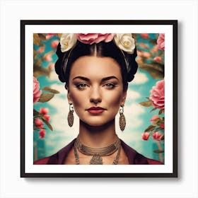 Mexican Woman With Flowers Art Print