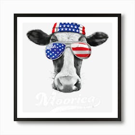 Trending Cow 4th Of July Moorica Merica Men American Art Print