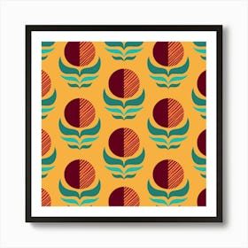 Retro 70s Abstract Flowers Art Print