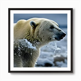 Polar Bear In The Snow Art Print