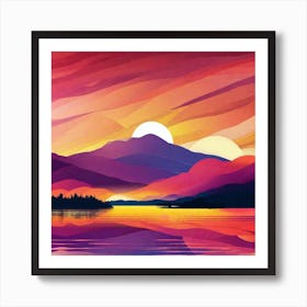 Sunset In The Mountains 111 Art Print