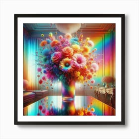 Rainbow Flowers Art Print