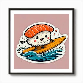 Sushi Surfboard Sticker 1 Art Print