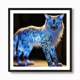 An Otherworldly Feline Species With Fur Covered In Strange Luminescent Patterns That Seem To Shimmer And Change As The Creature Moves Cr Art Print