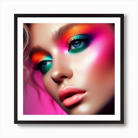 Beautiful Young Woman With Colorful Makeup Art Print