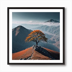 Lone Tree In The Mountains 4 Art Print