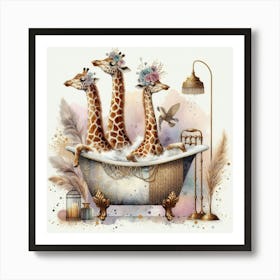 Spotted Serenity: Bath Time Bliss Art Print