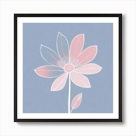 A White And Pink Flower In Minimalist Style Square Composition 422 Art Print