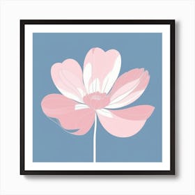 A White And Pink Flower In Minimalist Style Square Composition 627 Art Print