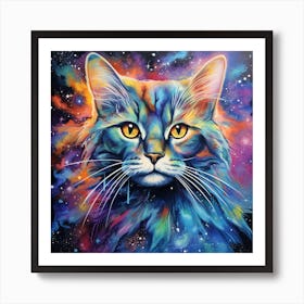 AI Luminescent Catnap: Surreal Cosmic Reverie  Art Print