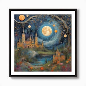 Castle In The Moonlight Art Print