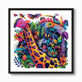 Giraffes In The Jungle 1 Art Print