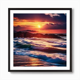 Sunset At The Beach 267 Art Print